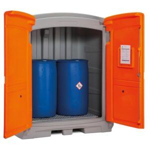 Gefahrstoffdepot aus Polyethylen (PE), für 2 x 200 l Fässer, Auffangvolumen 220 l