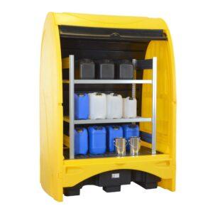 Gefahrstoffstation aus Polyethylen (PE), für 2 x 200 l Fässer, Auffangvolumen 236 l