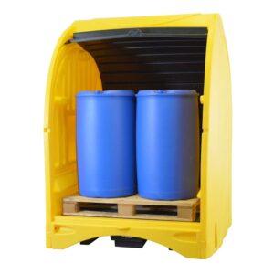 Gefahrstoffstation aus Polyethylen (PE), für 4 x 200 l Fässer, Auffangvolumen 242 l