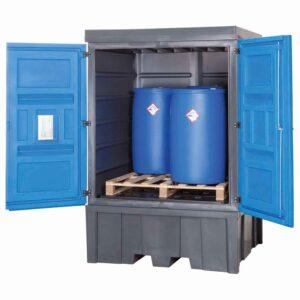 Gefahrstoffdepot aus Polyethylen (PE), für 4 x 200 l Fässer oder 1 IBC, Auffangvolumen 1000 l