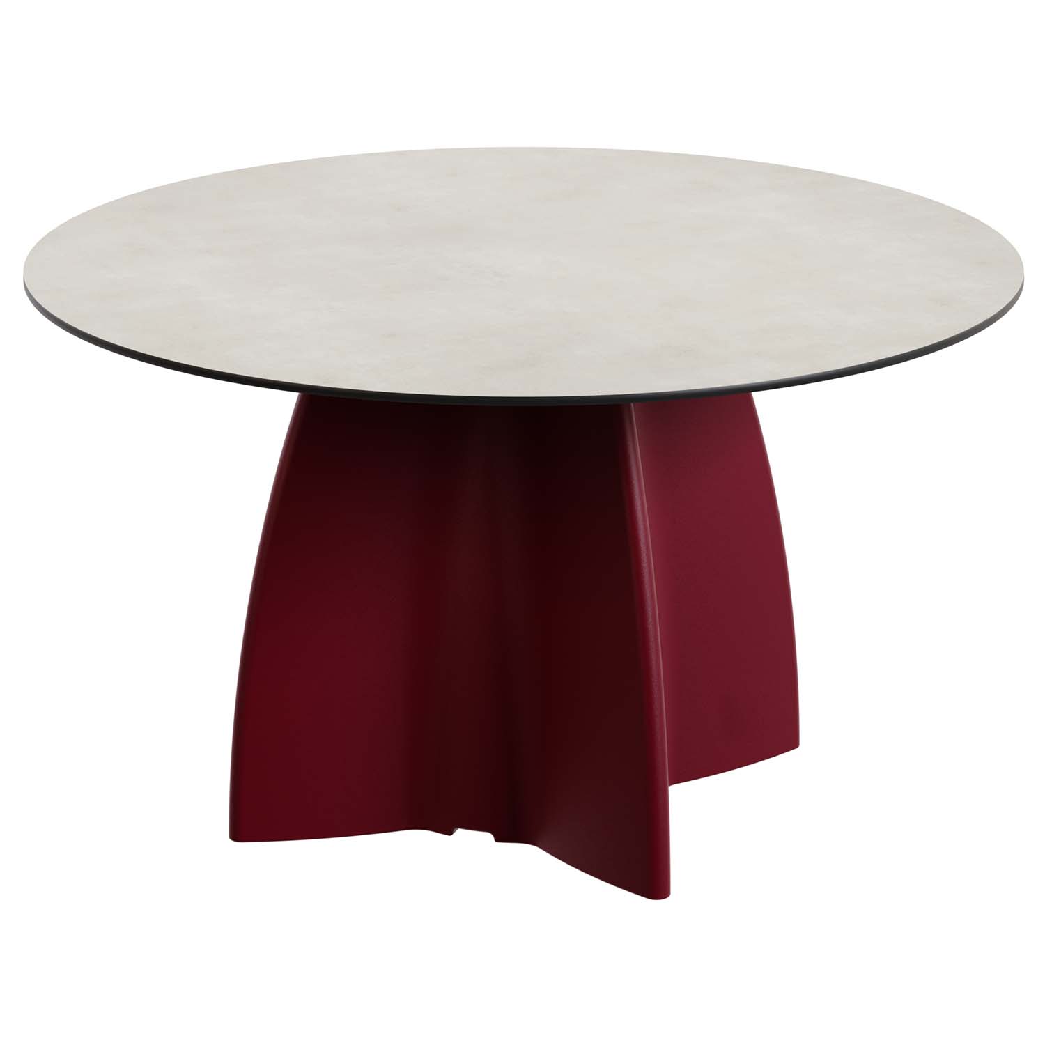 Outdoor-Esstisch aus PE-HD, Tischplatte in cremefarbener Marmoroptik, Ø1400x750mm