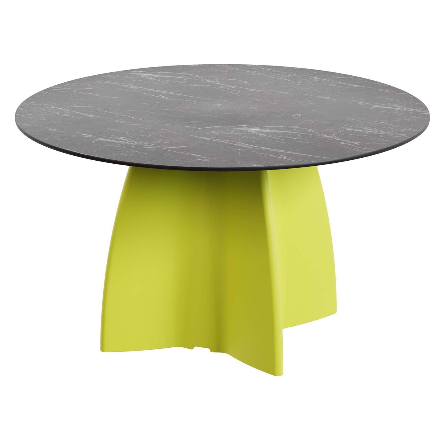 Outdoor-Esstisch aus PE-HD, Tischplatte in dunkler Marmoroptik, Ø1400x750mm