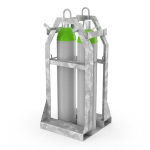 Gasflaschenpalette GP-2 für 2 Gasflaschen Ø229 mm, mit Stapler-Einfahrtaschen und Kranösen