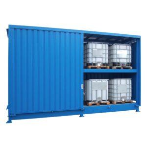 Gefahrstoff-Regalcontainer zur Lagerung im Freien, für 8 x 1000 l IBC, 5580x1530x3575mm