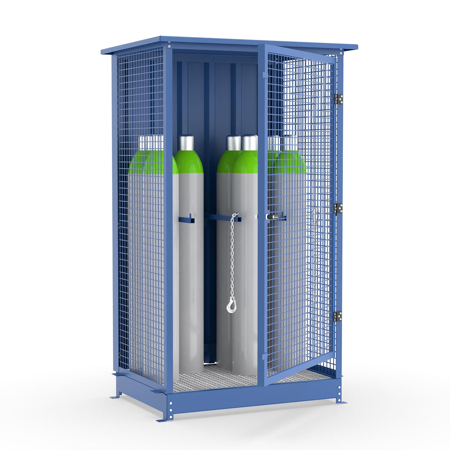 Gasflaschenlager für 8 Gasflaschen Ø 220 mm, zur Außenaufstellung, Stahl lackiert