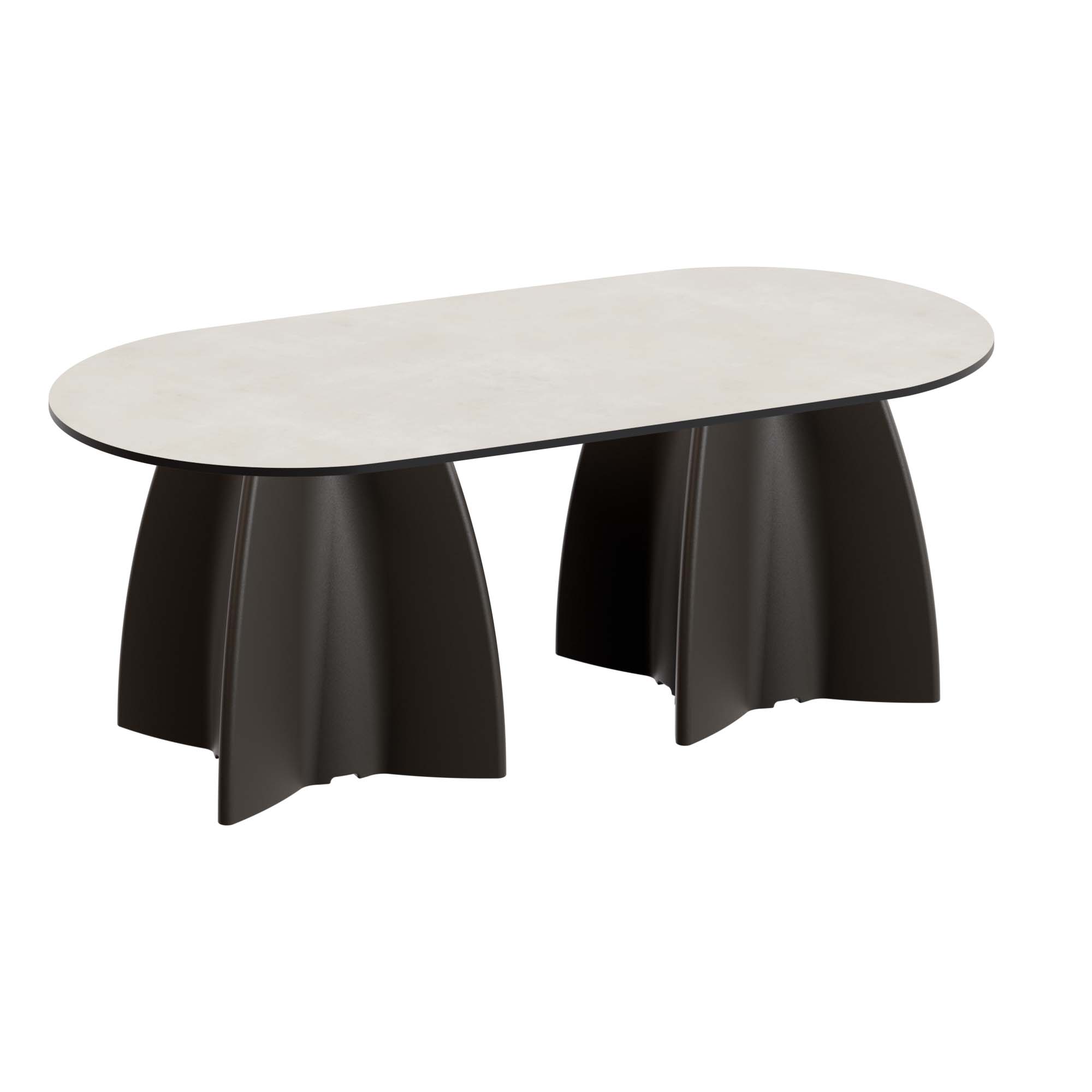 Outdoor-Tisch aus PE-HD, Tischplatte in cremefarbener Marmoroptik, 1400x700x500mm