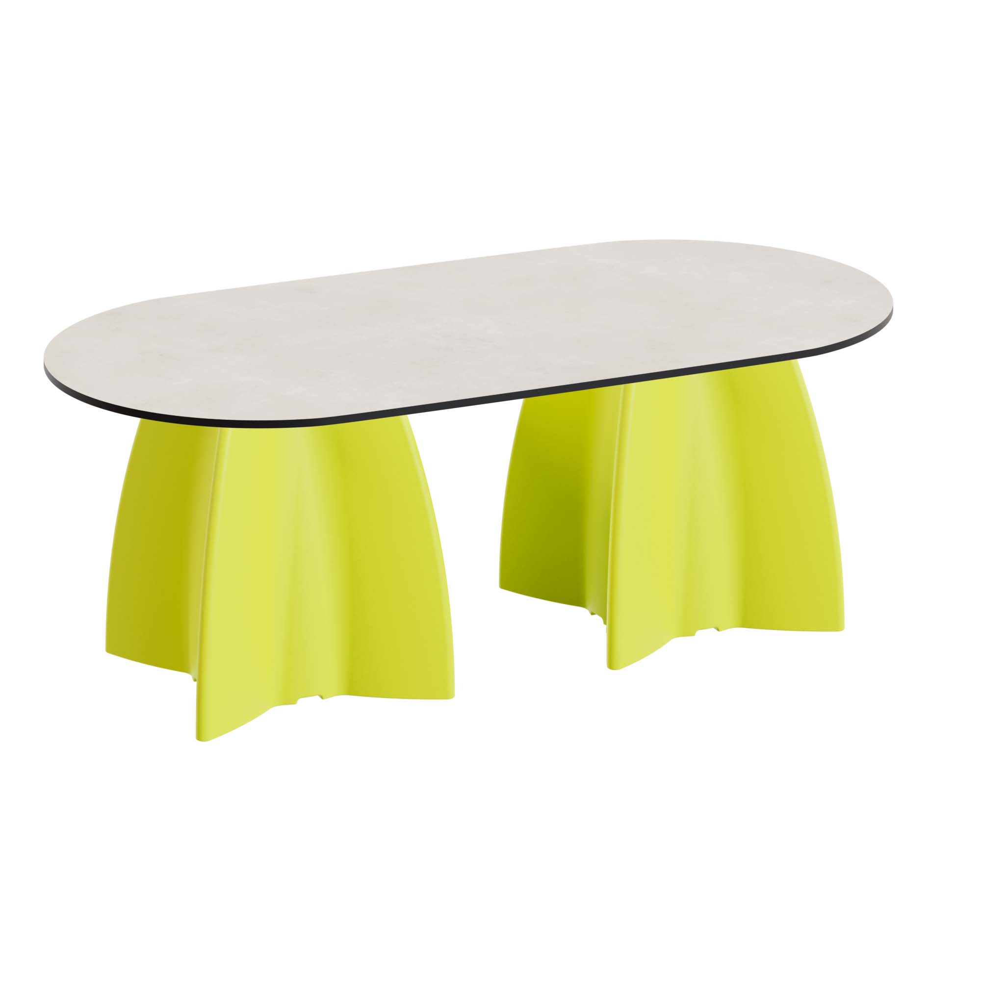 Outdoor-Tisch aus PE-HD, Tischplatte in cremefarbener Marmoroptik, 1400x700x500mm