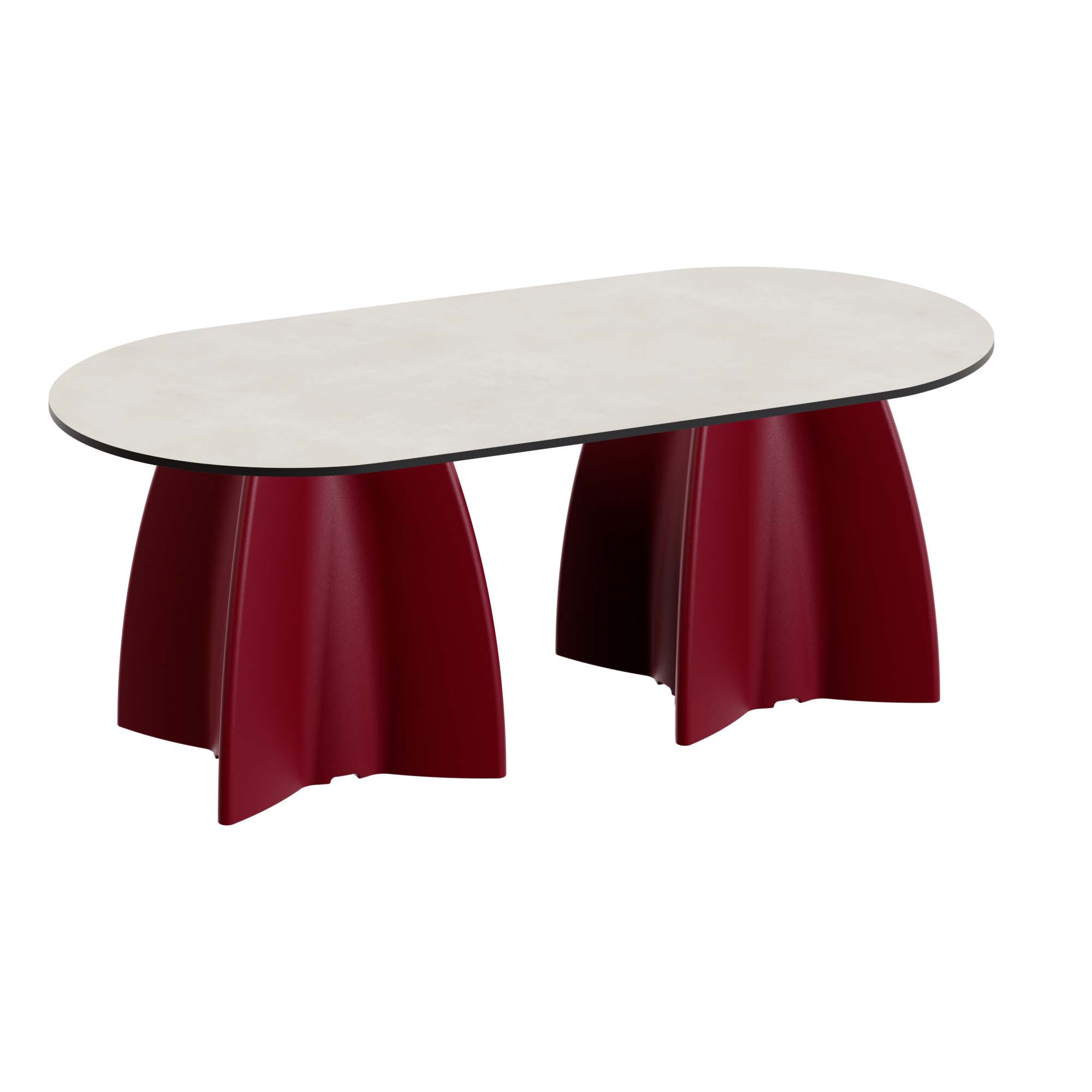 Outdoor-Tisch aus PE-HD, Tischplatte in cremefarbener Marmoroptik, 1400x700x500mm