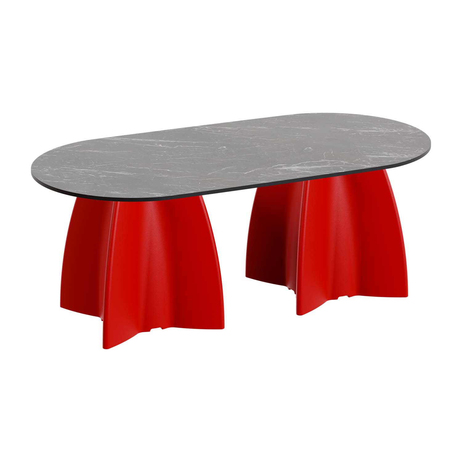 Outdoor-Tisch aus PE-HD, Tischplatte in dunkler Marmoroptik, 1400x700x500mm