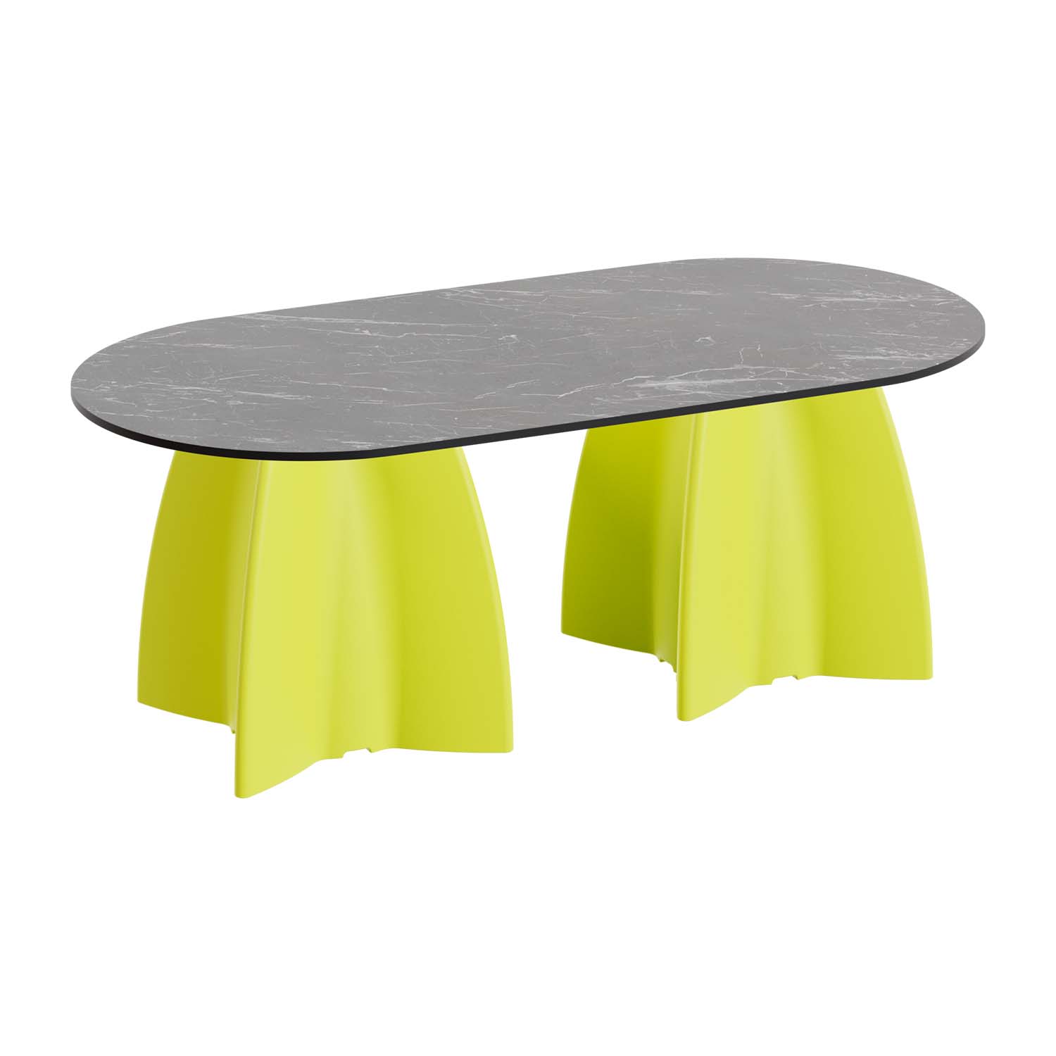 Outdoor-Tisch aus PE-HD, Tischplatte in dunkler Marmoroptik, 1400x700x500mm