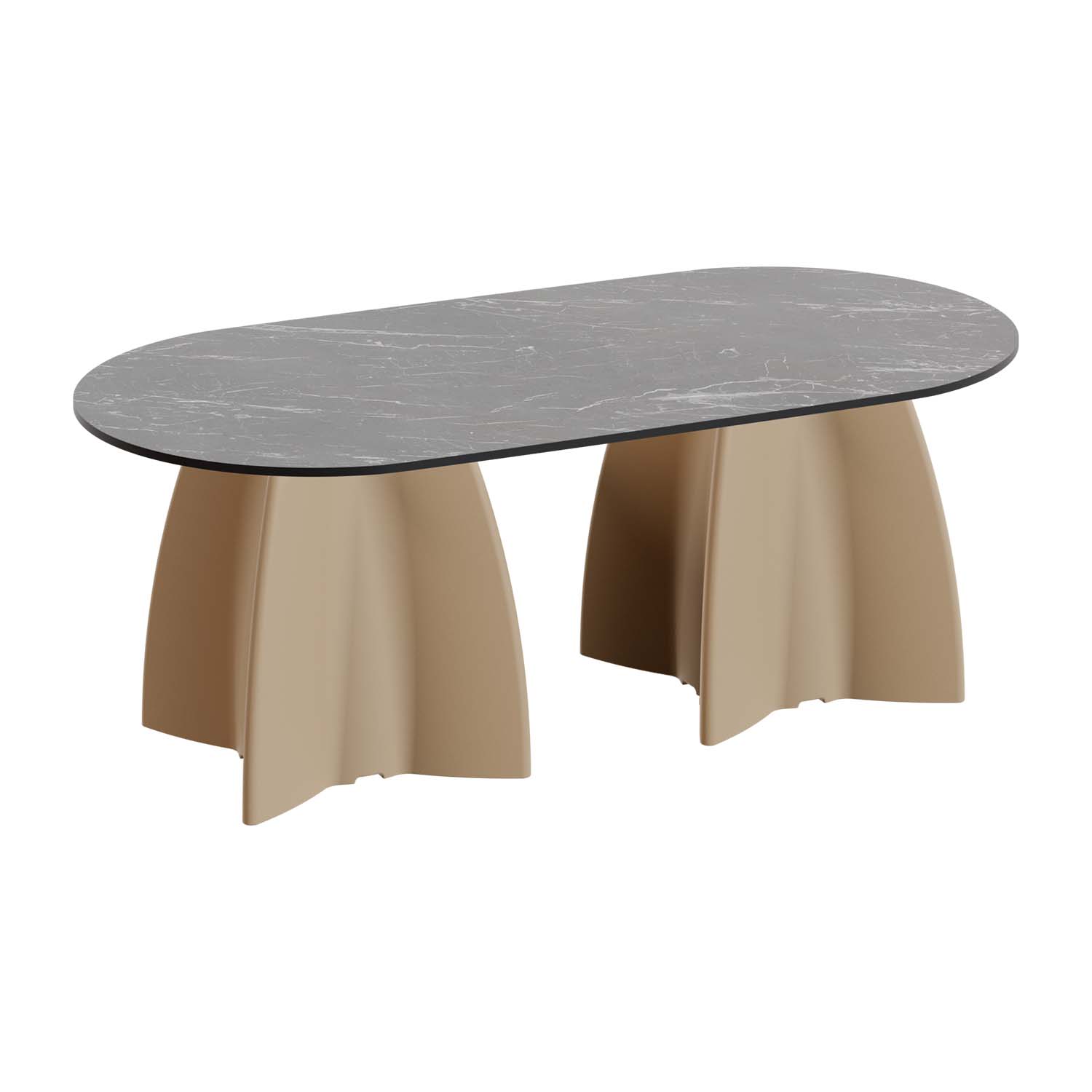 Outdoor-Tisch aus PE-HD, Tischplatte in dunkler Marmoroptik, 1400x700x500mm