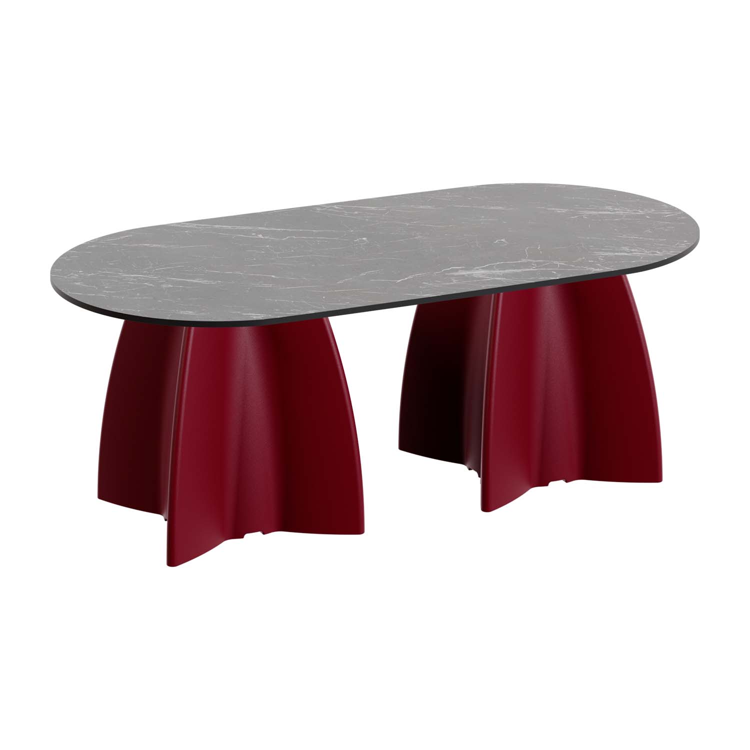 Outdoor-Tisch aus PE-HD, Tischplatte in dunkler Marmoroptik, 1400x700x500mm