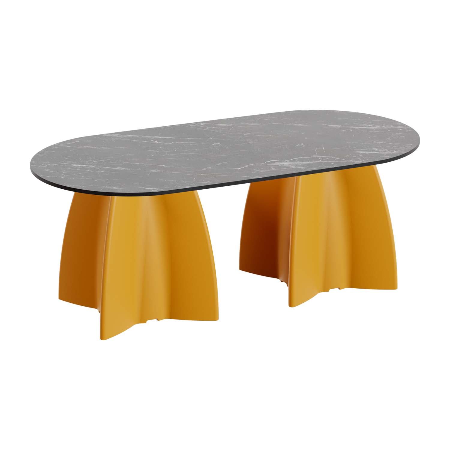 Outdoor-Tisch aus PE-HD, Tischplatte in dunkler Marmoroptik, 1400x700x500mm