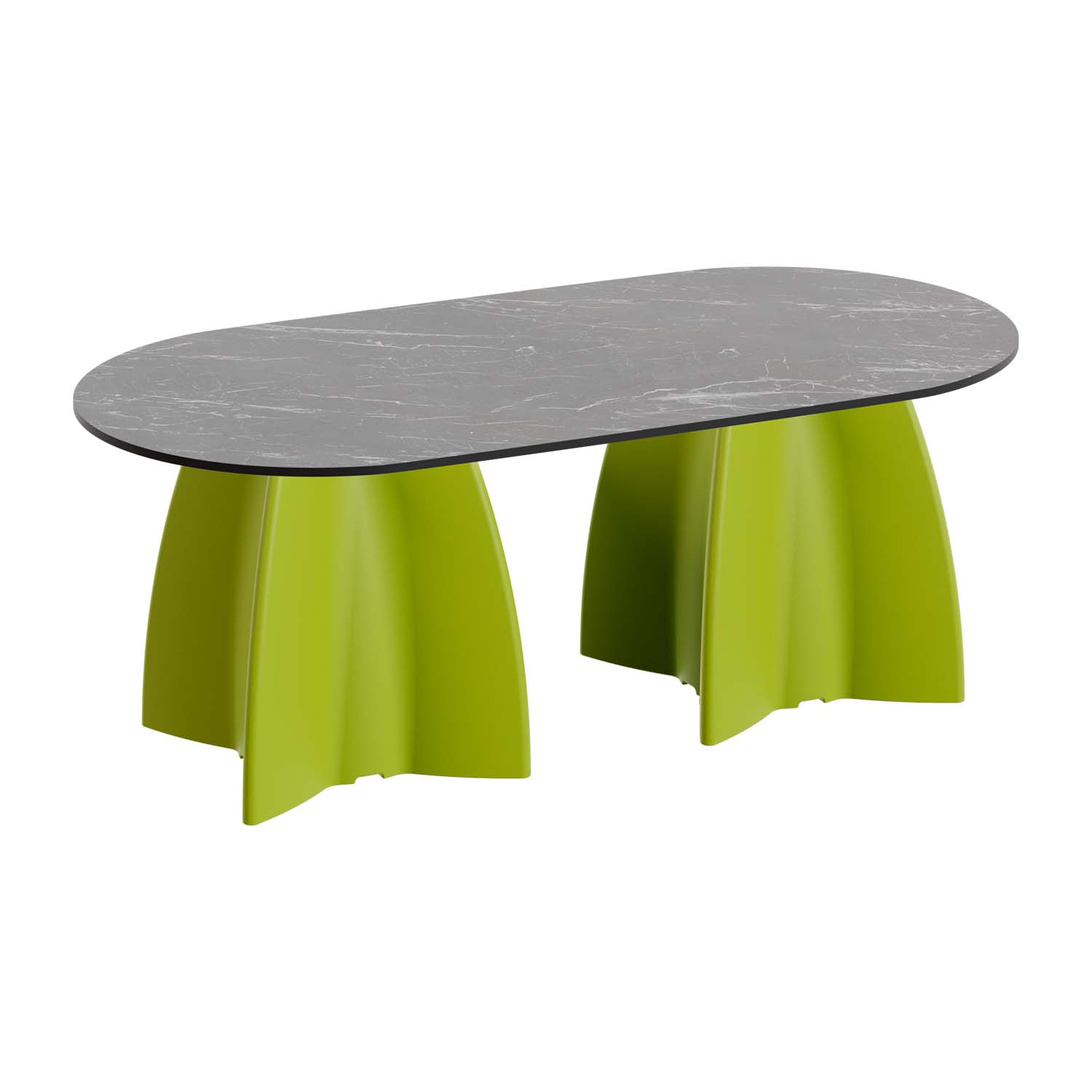 Outdoor-Tisch aus PE-HD, Tischplatte in dunkler Marmoroptik, 1400x700x500mm