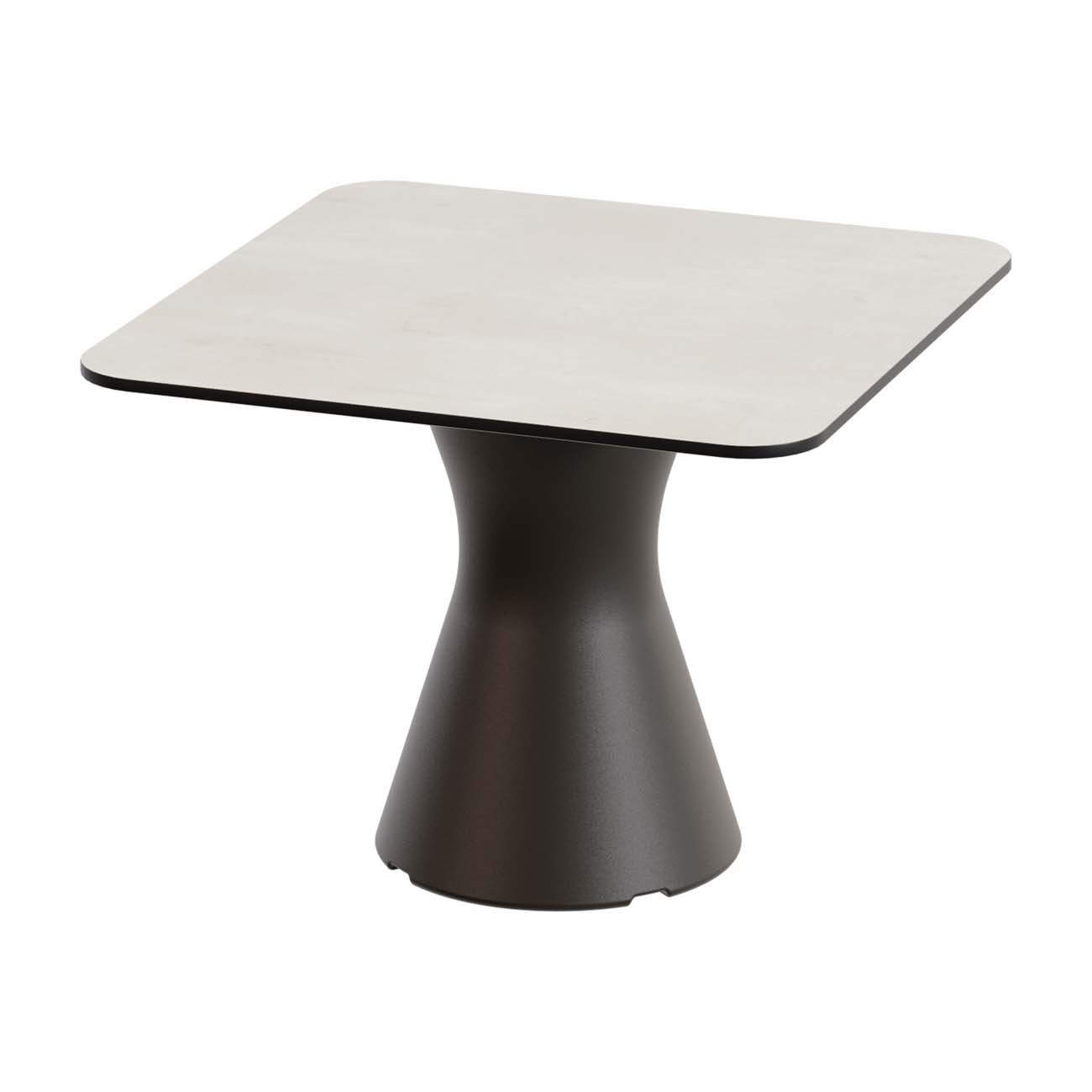 Outdoor-Tisch aus PE-HD, Tischplatte in cremefarbener Marmoroptik, 700x700x500mm