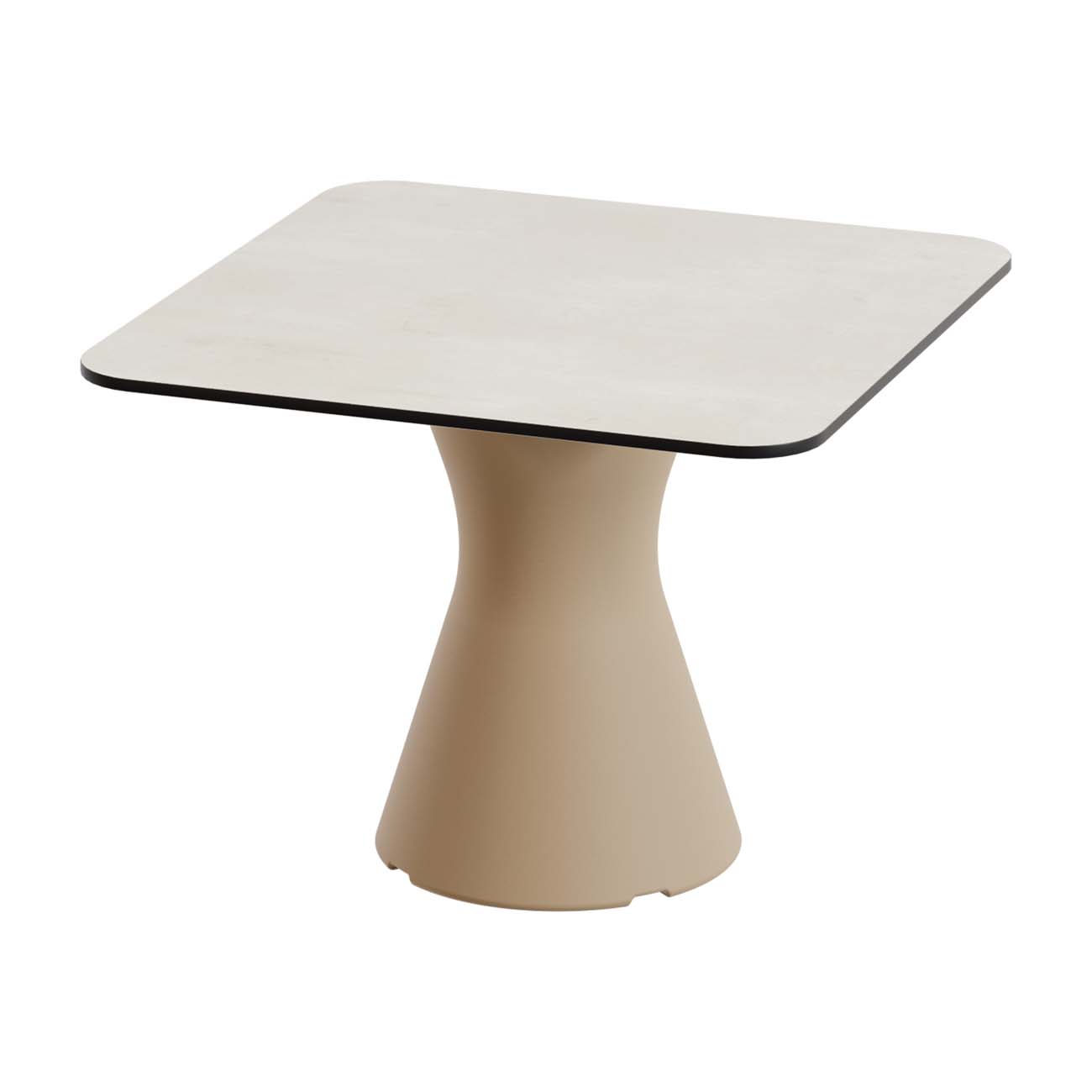 Outdoor-Tisch aus PE-HD, Tischplatte in cremefarbener Marmoroptik, 700x700x500mm