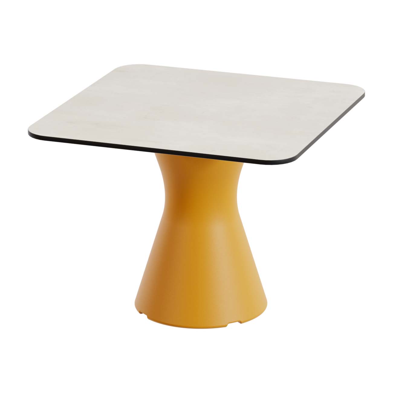 Outdoor-Tisch aus PE-HD, Tischplatte in cremefarbener Marmoroptik, 700x700x500mm