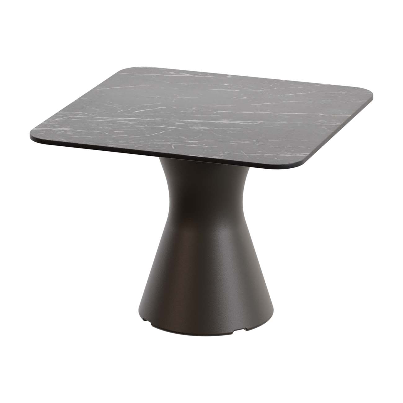 Outdoor-Tisch aus PE-HD, Tischplatte in dunkler Marmoroptik, 700x700x500mm