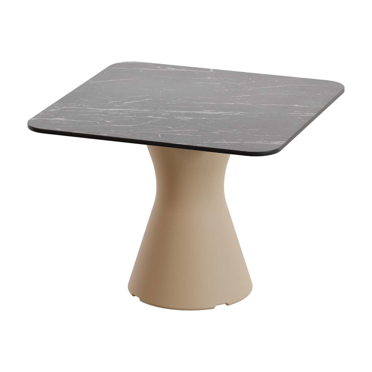 Outdoor-Tisch aus PE-HD, Tischplatte in dunkler Marmoroptik, 700x700x500mm