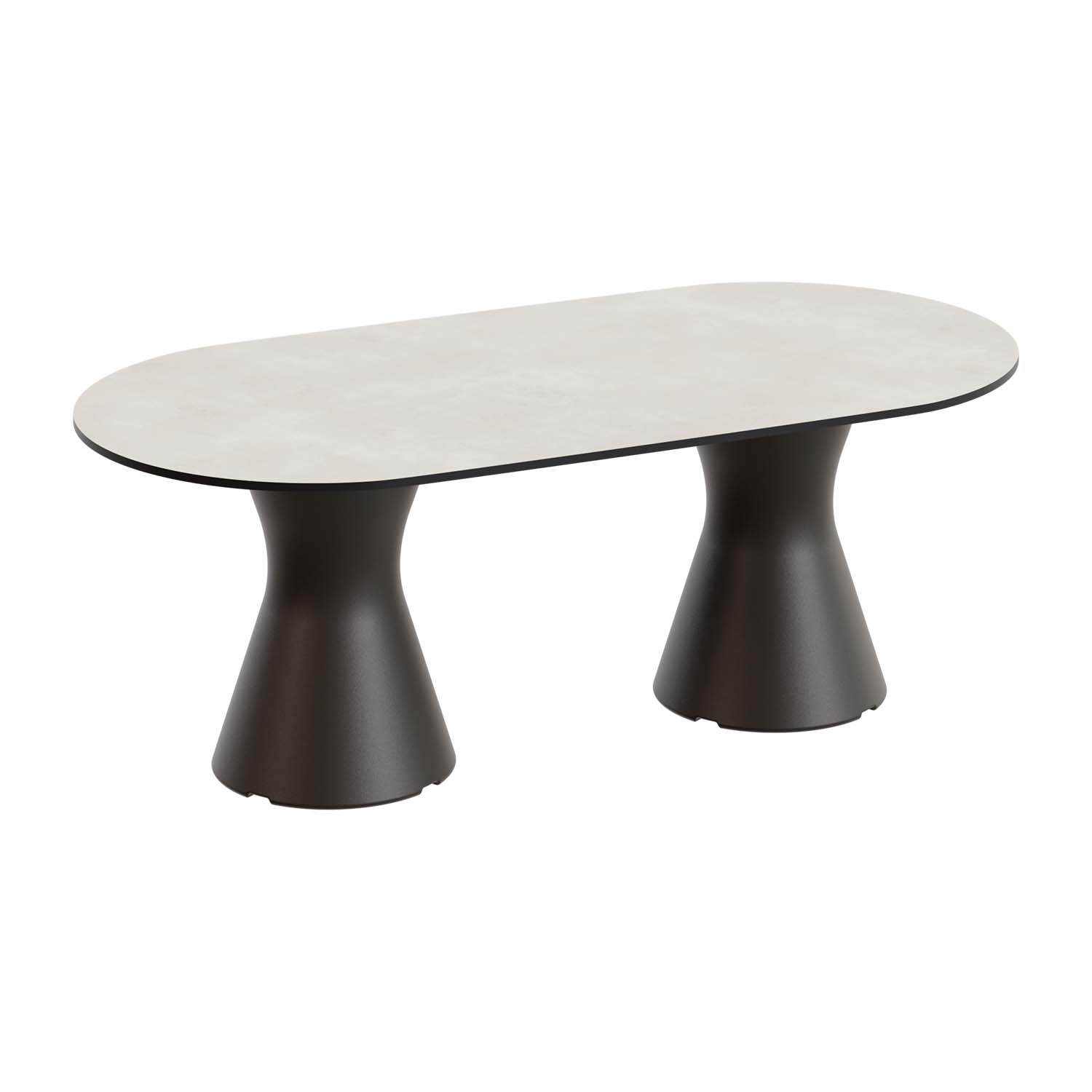 Outdoor-Tisch aus PE-HD, Tischplatte in cremefarbener Marmoroptik, 1400x700x500mm