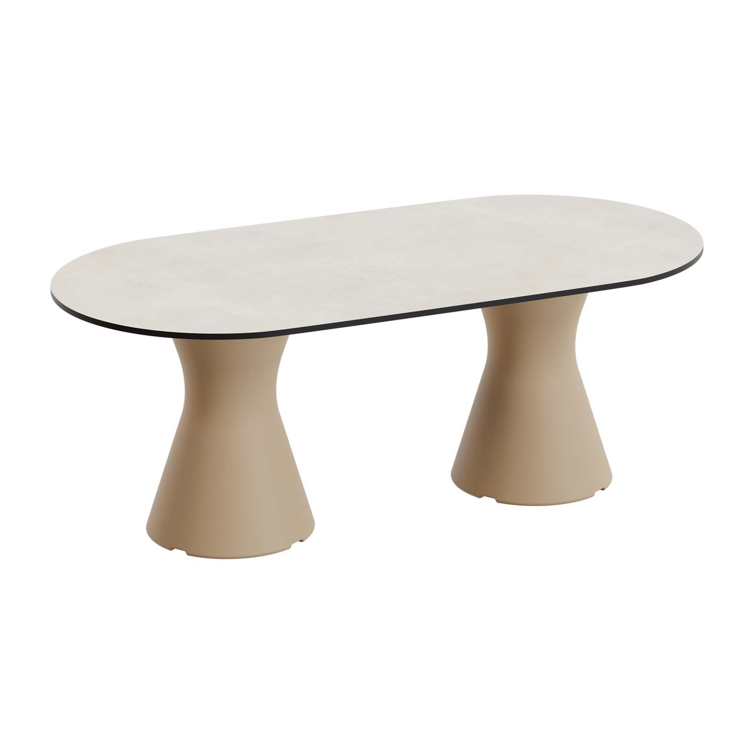 Outdoor-Tisch aus PE-HD, Tischplatte in cremefarbener Marmoroptik, 1400x700x500mm