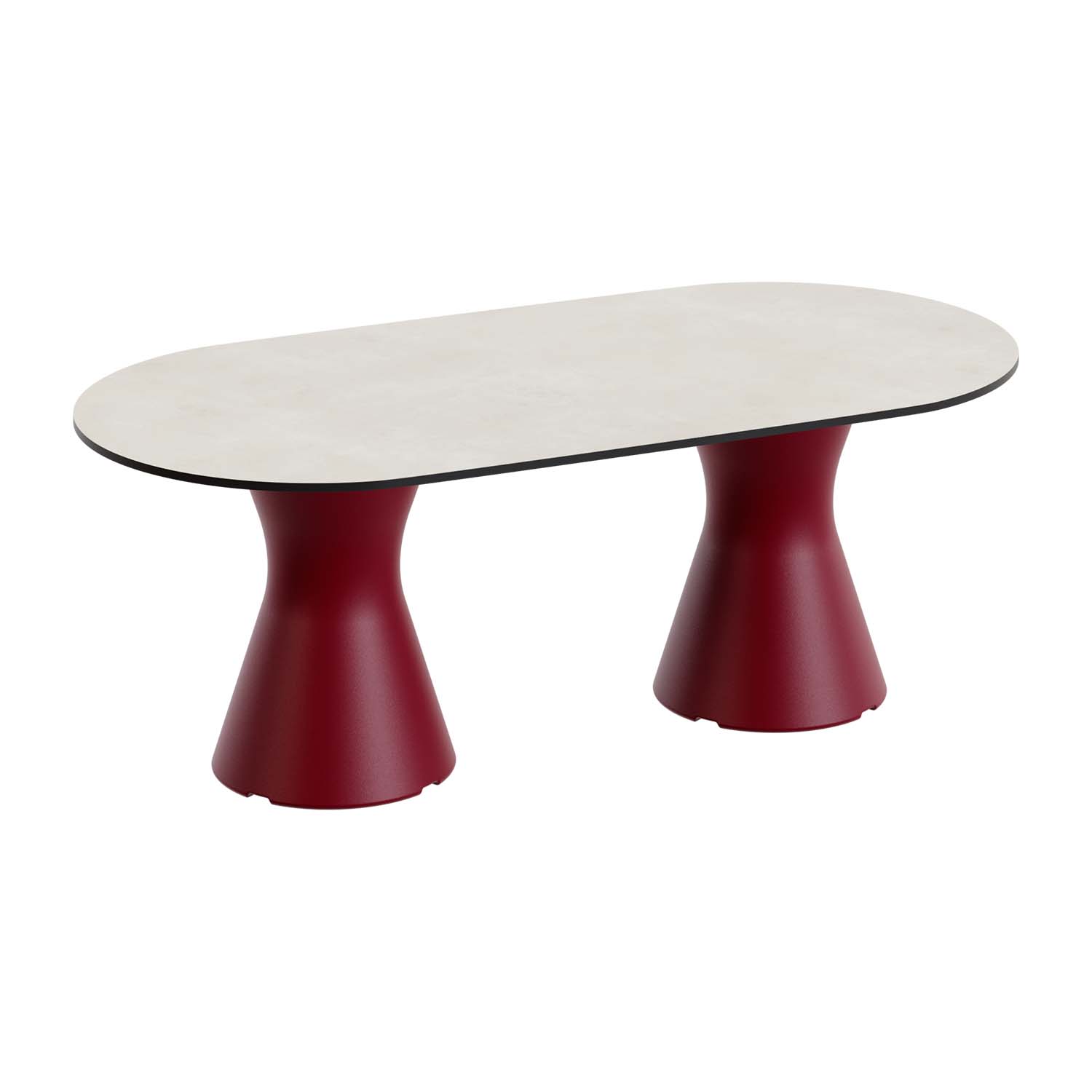 Outdoor-Tisch aus PE-HD, Tischplatte in cremefarbener Marmoroptik, 1400x700x500mm