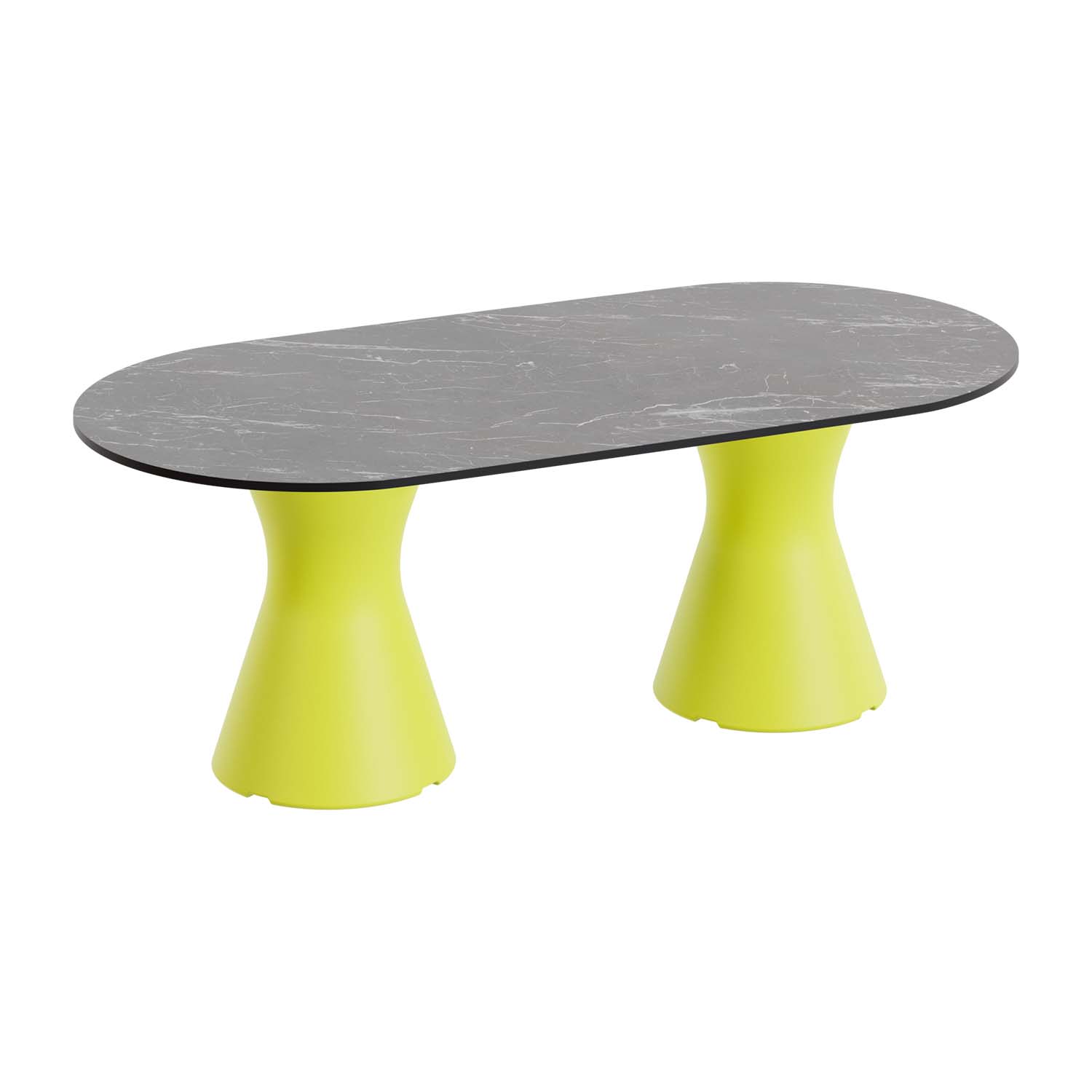 Outdoor-Tisch aus PE-HD, Tischplatte in dunkler Marmoroptik, 1400x700x500mm