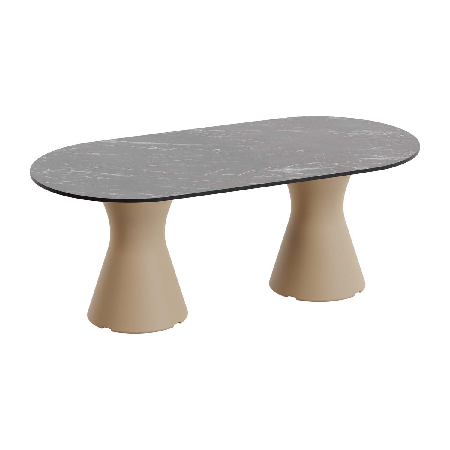 Outdoor-Tisch aus PE-HD, Tischplatte in dunkler Marmoroptik, 1400x700x500mm