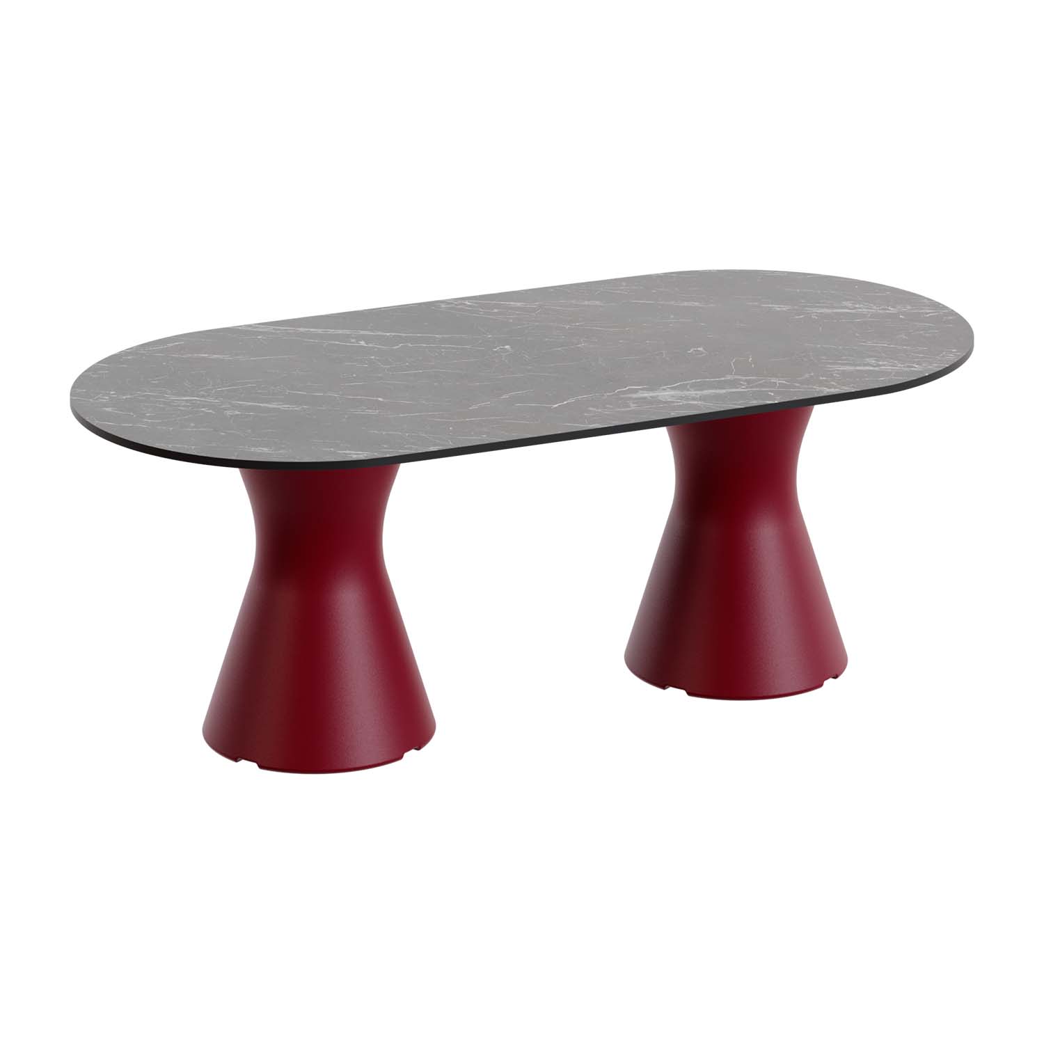 Outdoor-Tisch aus PE-HD, Tischplatte in dunkler Marmoroptik, 1400x700x500mm