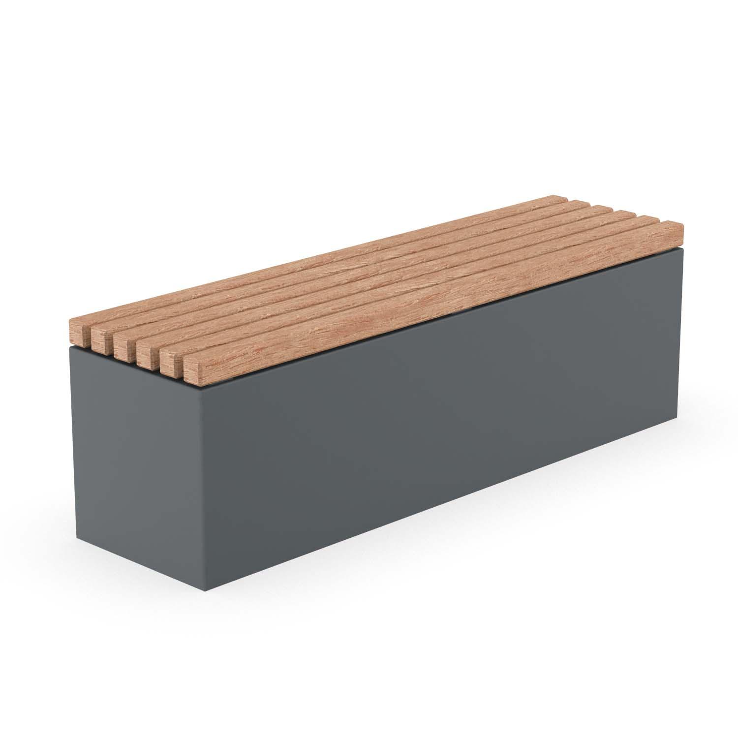 Sitzbank FlameShelter, Gestell aus Stahl, farbbeschichtet, Sitzfläche aus Holz, geschlossene Ausführung