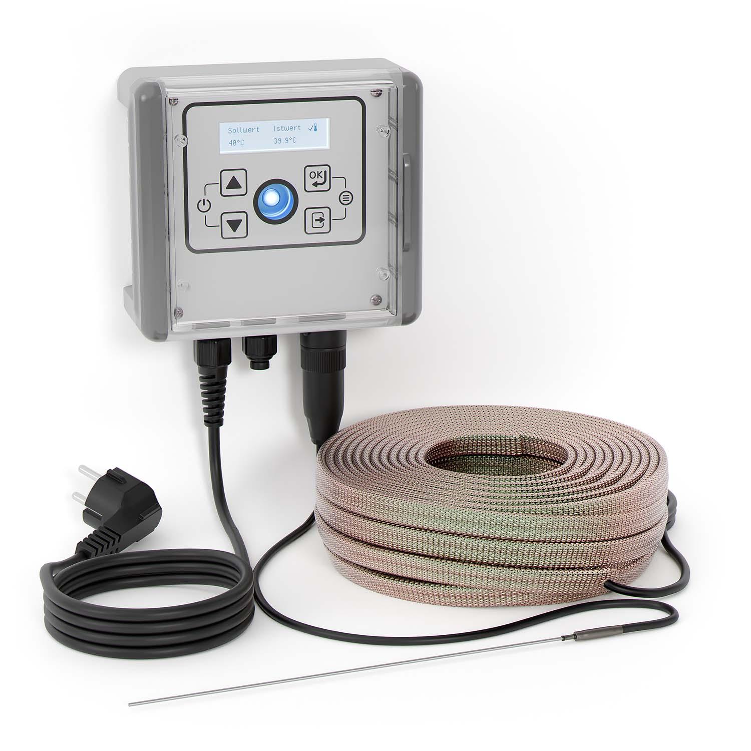 Heizband-Set aus Silkonkautschuk mit Kupfergeflecht, 0-200 °C, 50 W/m, 230 V