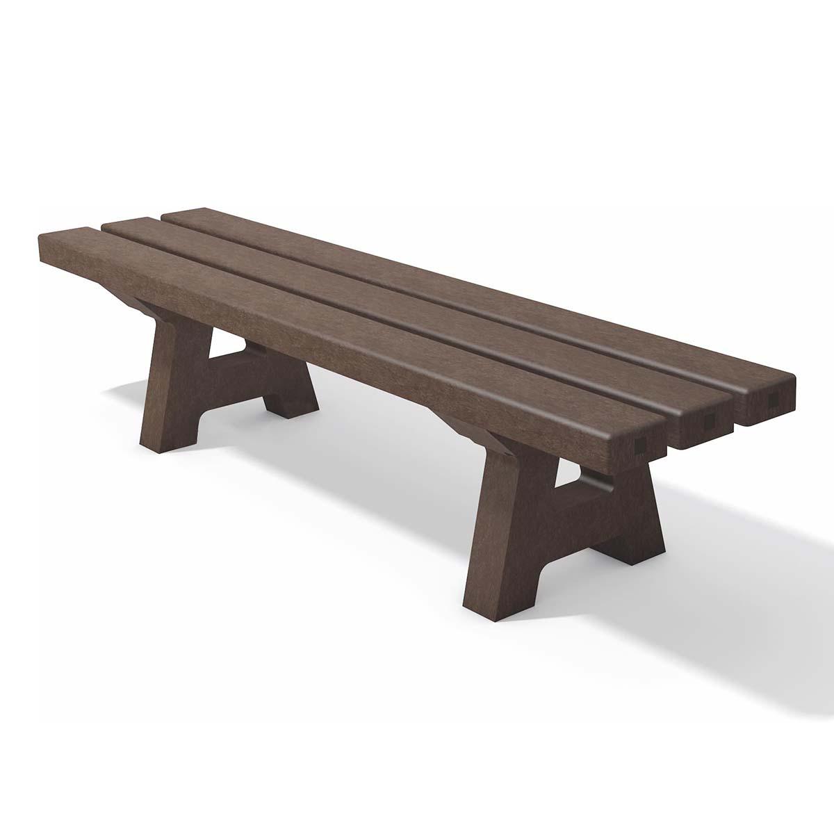 Kinderbank CANETTI aus Recycling-Kunststoff, ohne Rückenlehne, Breite 1500 mm, 3-Sitzer