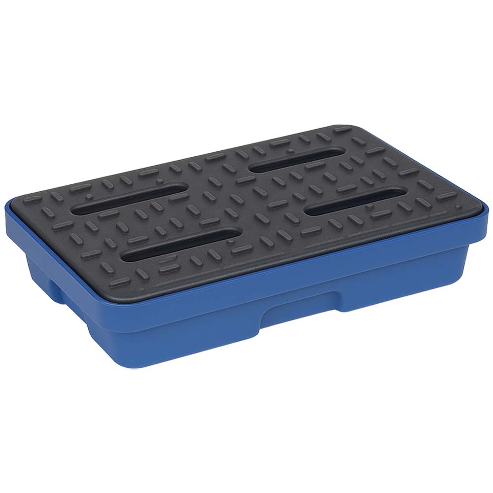 Kleingebindewanne aus Kunststoff (PE-HD) für Kleingebinde, Auffangvolumen 20 l, mit Stellebene