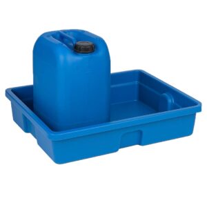 Kleingebindewanne aus Kunststoff (PE-HD) für 2 x 60 l Fässer oder Kleingebinde, Auffangvolumen 100 l, nicht unterfahrbar Kleingebindewannen aus Kunststoff Produktbild Kleingebindewanne aus Kunststoff (PE-HD) für Kleingebinde, Auffangvolumen 60 l, ohne Stellebene