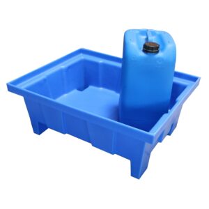 Kleingebindewanne aus Kunststoff (PE-HD) für 1 x 60 l Fass oder Kleingebinde, Auffangvolumen 70 l, unterfahrbar