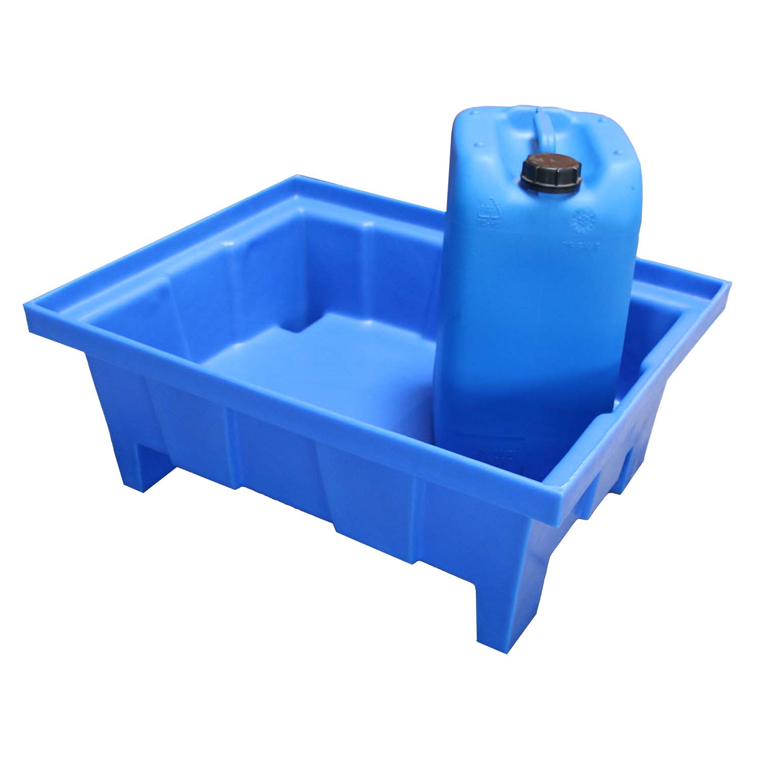 Kleingebindewanne aus Kunststoff (PE-HD) für 1 x 60 l Fass oder Kleingebinde, Auffangvolumen 70 l, unterfahrbar