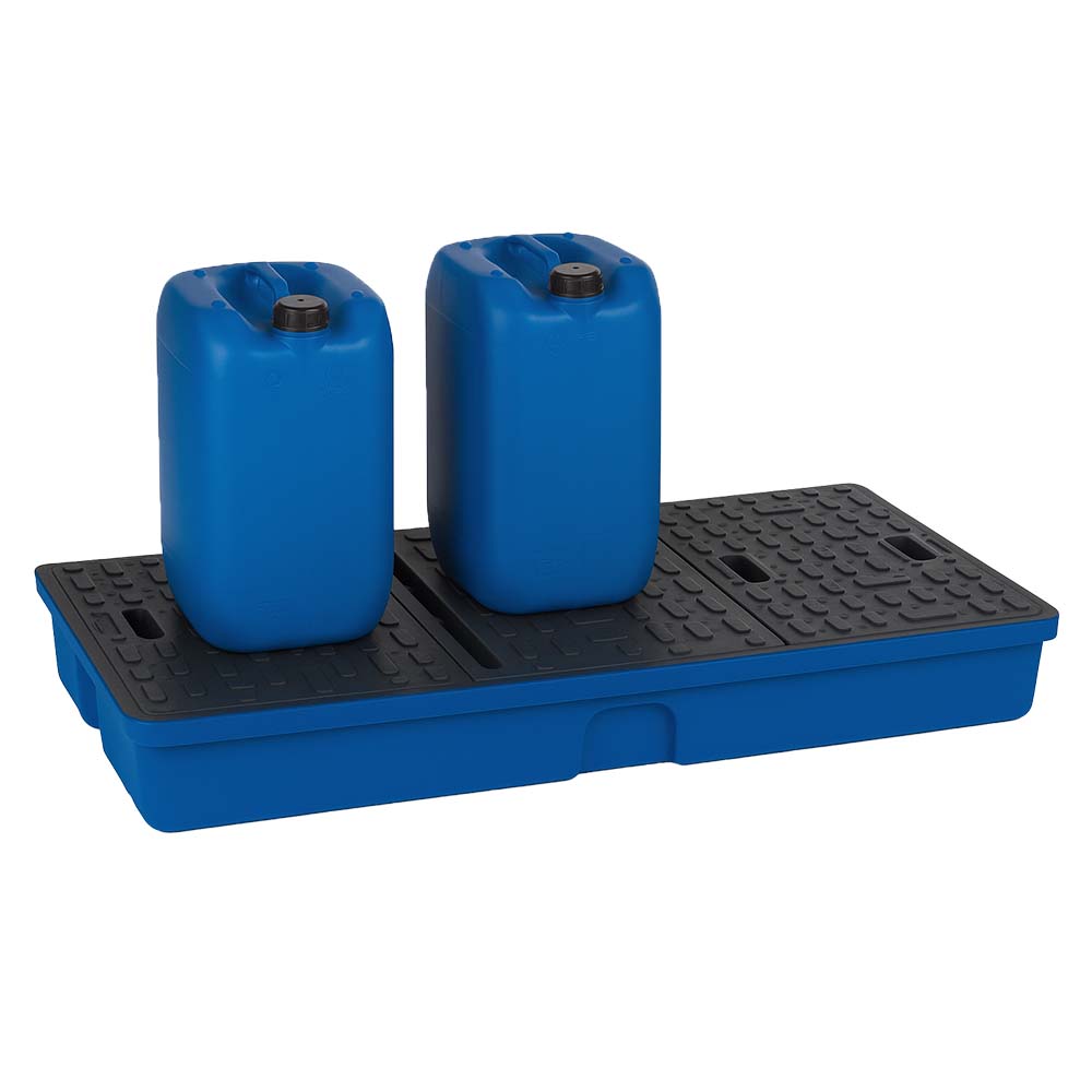 Kleingebindewanne aus Kunststoff (PE-HD) für Kleingebinde, Auffangvolumen 90 l, mit Stellebene