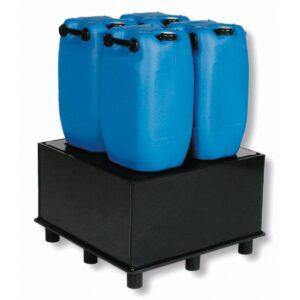 Auffangwanne aus Kunststoff (PE-HD), mit Füßen und Stellebene, Auffangvolumen 225 l