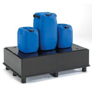 Auffangwanne aus Kunststoff (PE-HD) mit Füßen und Stellebene, Auffangvolumen 225 l