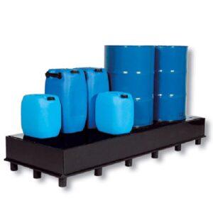 Auffangwanne aus Kunststoff (PE-HD) mit Füßen und Stellebene, Auffangvolumen 225 l, für 4 x 200 l Fässer