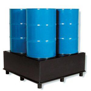 Fass-Kipptraverse mit Aufnahmekorb für stehende Stahl- und Kunststofffässer Fass-Kipptraversen Produktbild Auffangwanne aus Kunststoff (PE-HD) mit Füßen und Stellebene, Auffangvolumen 225 l, für 12 x 30 l, 9 x 60 oder 4 x 200 l Fässer