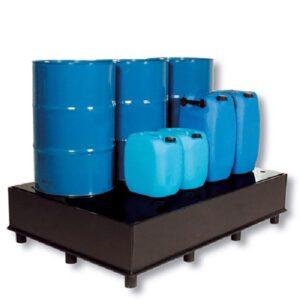 Auffangwanne aus Kunststoff (PE-HD) mit Füßen und Stellebene, Auffangvolumen 225 l, für 6 x 200 l Fässer