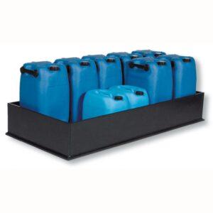 Auffangwanne aus Stahl für 3 x 200 l Fässer, ohne Gitterrost, unterfahrbar, lackiert, 2010x800x280mm Auffangwannen aus Stahl Produktbild Auffangwanne aus Kunststoff (PE-HD), Auffangvolumen 225 l, für 12 x 30 l, 10 x 60 l oder 3 x 200 l Fässer