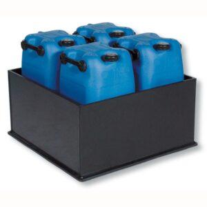 Auffangwanne aus Stahl für 3 x 200 l Fässer, ohne Gitterrost, unterfahrbar, lackiert, 2010x800x280mm Auffangwannen aus Stahl Produktbild Auffangwanne aus Kunststoff (PE-HD), Auffangvolumen 225 l, für 4 x 30 l, 4 x 60 l oder 1 x 200 l Fässer