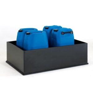 Auffangwanne aus Stahl für 3 x 200 l Fässer, ohne Gitterrost, unterfahrbar, lackiert, 2010x800x280mm Auffangwannen aus Stahl Produktbild Auffangwanne aus Kunststoff (PE-HD), Auffangvolumen 225 l, für 8 x 30 l, 6 x 60 l oder 2 x 200 l Fässer