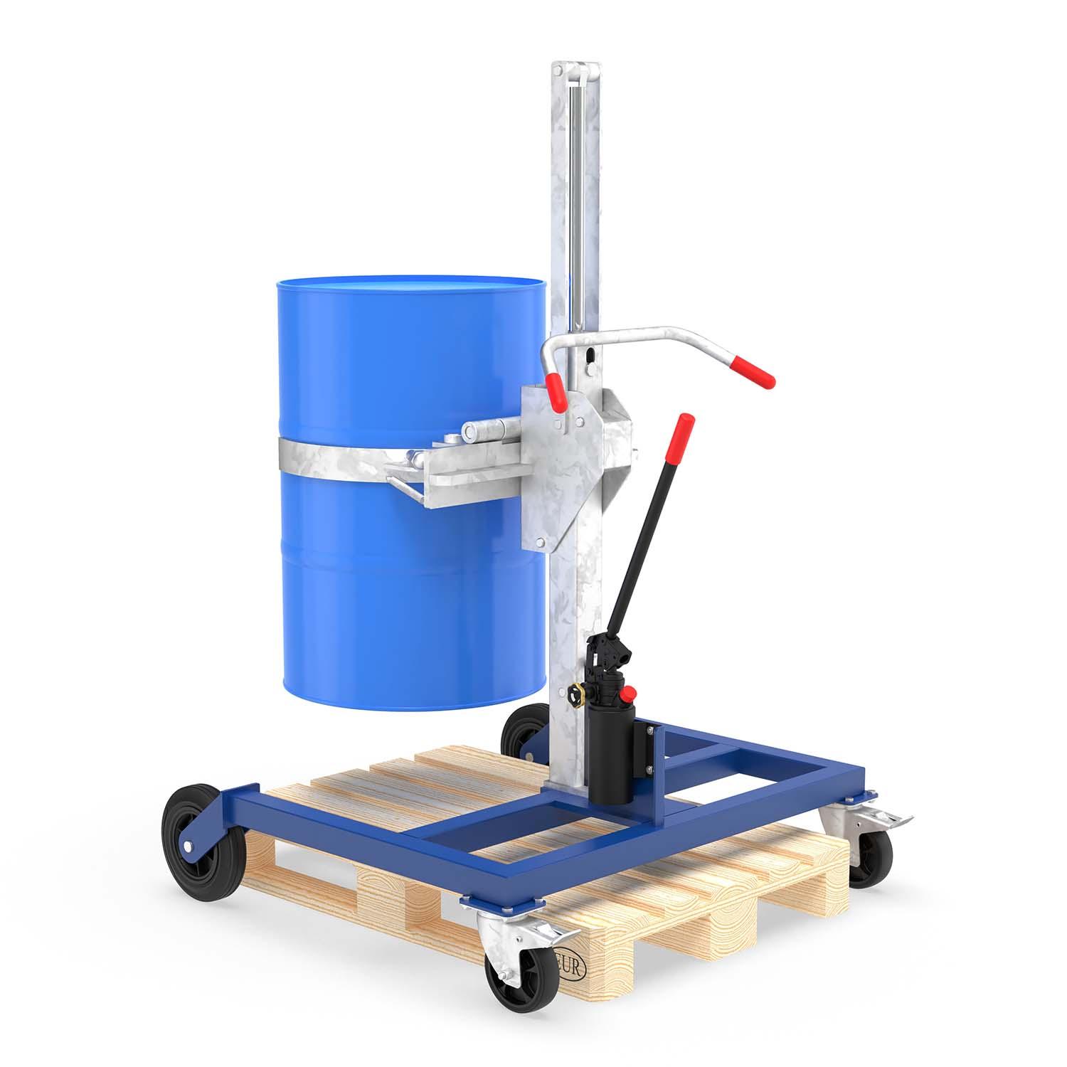 Fassheber ATEX für 200 l Fass, Überfahrwerk 180 mm, Hub 550 mm, Verriegelungsautomatik, Traglast 300 kg, Ex-Zone 2