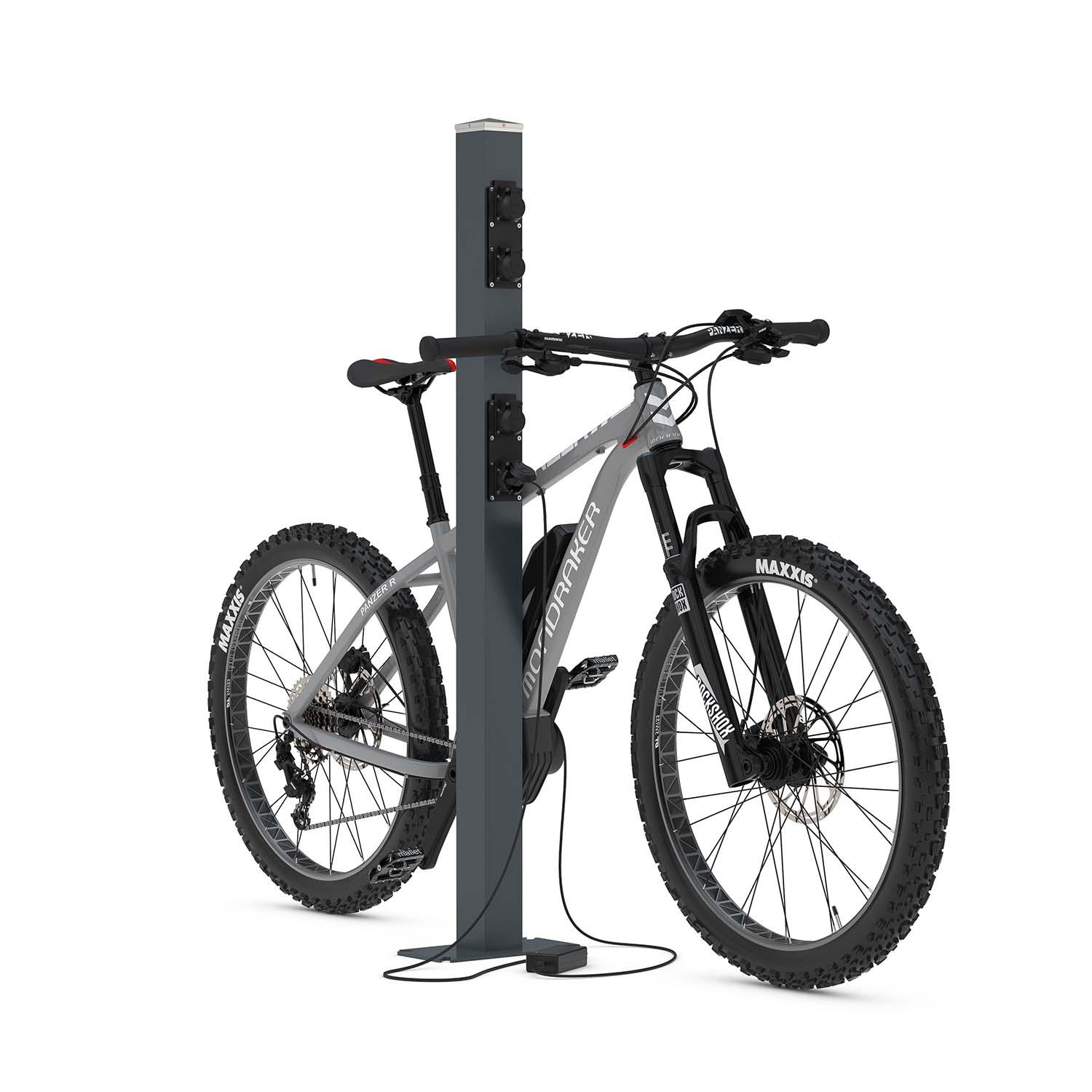 Ladesäule für E-Bikes und Pedelecs, 4 Steckdosen IP54, H 1460 mm