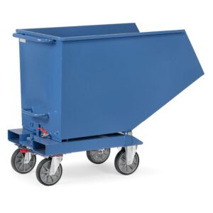 Muldenkipper 450 Liter mit Ablasshahn, Stahl pulverbeschichtet RAL 5007, 1374x730x1072mm