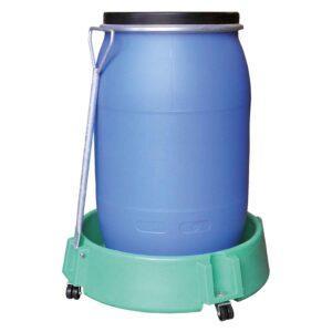 Fassroller aus Stahl, farbbeschichtet, für 200 l Fässer, flüssigkeitsdicht verschweißt Fassroller für Stahl- und Kunststofffässer Produktbild Fassrolli aus Kunststoff