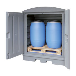 Gefahrstoffdepot aus PE Typ PE-200-EP8 für Kleingebinde und Fässer